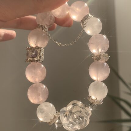 Starry Dream White Phantom Pink Crystal Bead Bracelet
