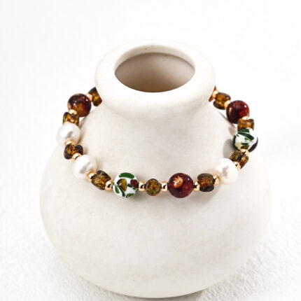 Natural Pearl Colorful Glaze Shell Bead Bracelet