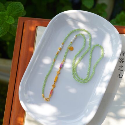 Olive Stone Cut Natural Pearl Necklace