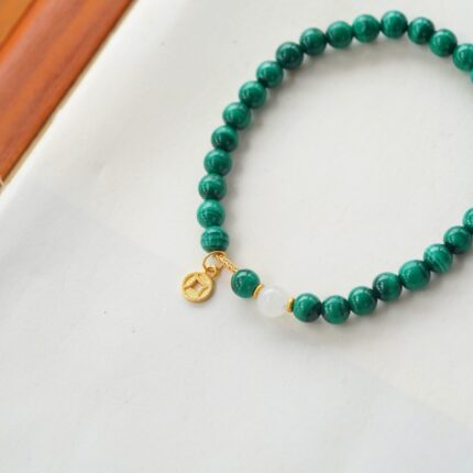 Malachite with Hetian White Jade Bracelet
