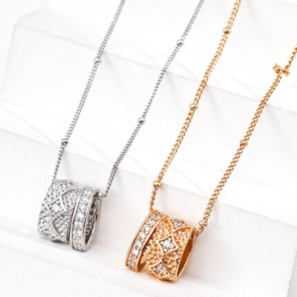 S925 Silver Retro Design Zircon Pendant Necklace