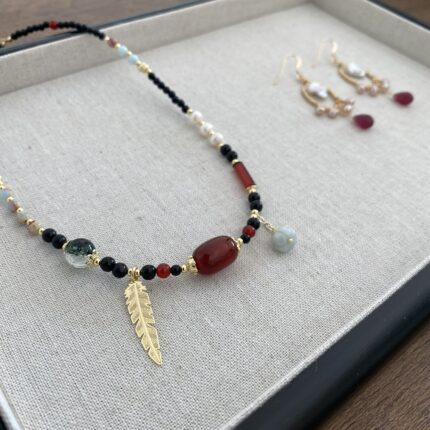 New Chinese Style Vermilion Agate Crystal Necklace