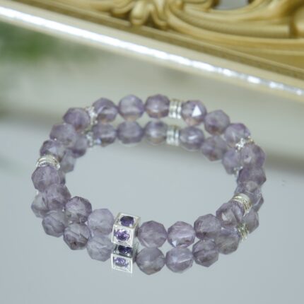 Starry Sky Purple Mist Amethyst Zircon Beaded Bracelet