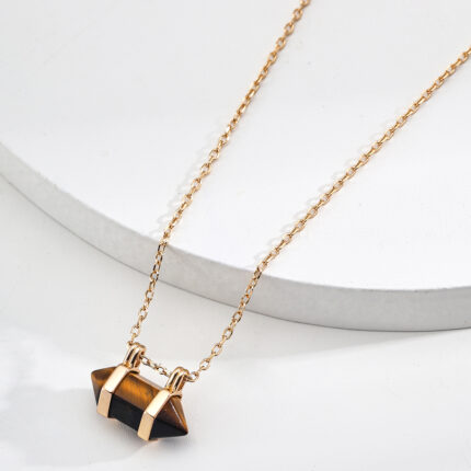 Spiky Tiger Eye Silver Pendant Necklace